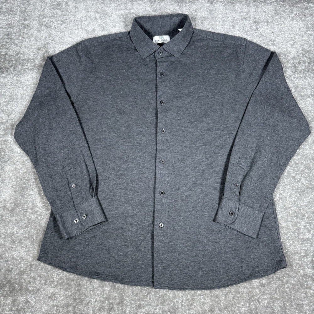 Soft Cloth Brand Shirt Men's XL‎ Gray Long Sleeve Button Up Casual Luxury